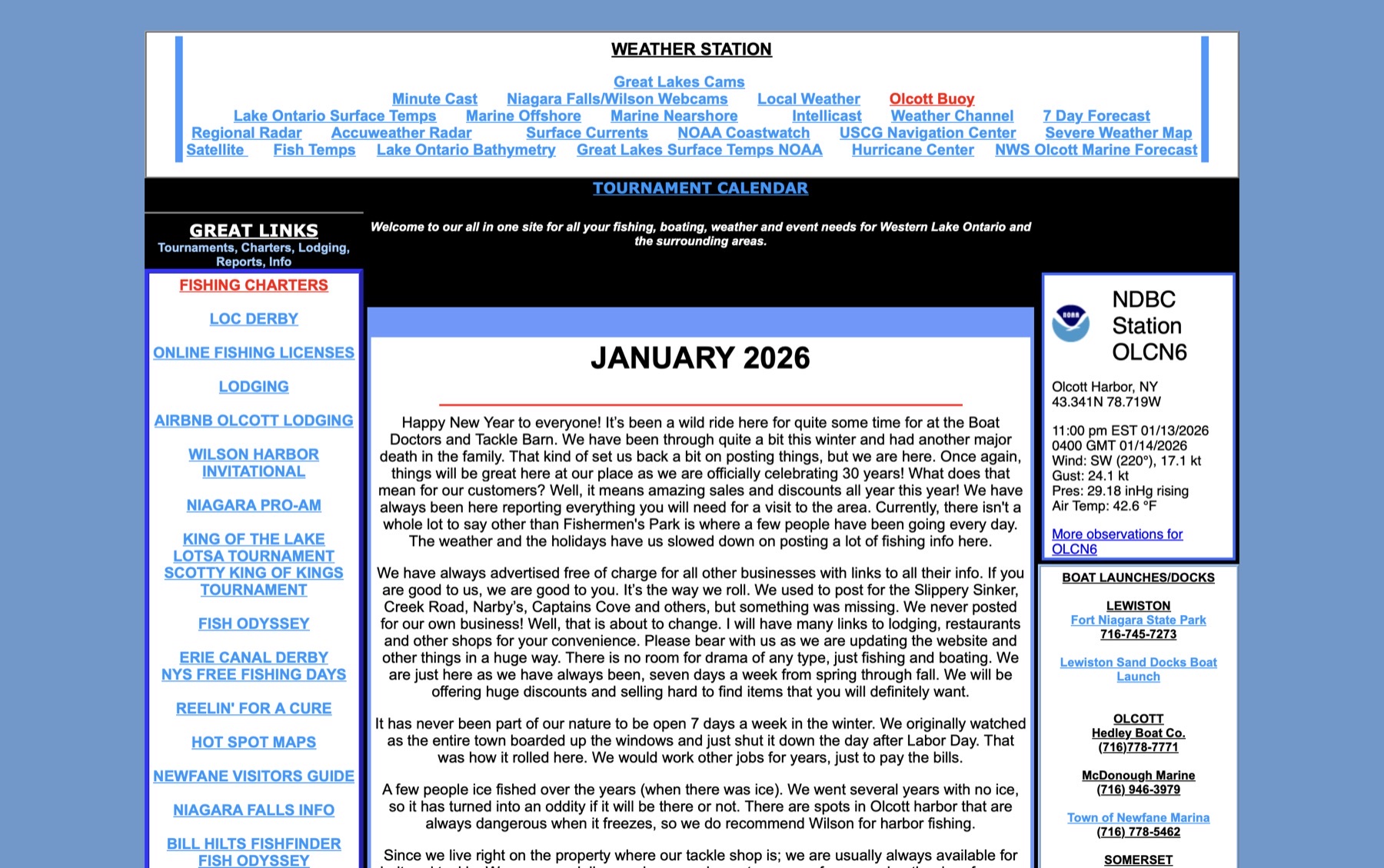Before view of the older Boat Doctors website with dense links, dated layout, and low visual hierarchy